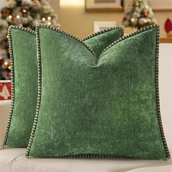 Christmas Chenille Soft Throw Pillow Covers 18x18 Set of 2, - Picture 7 of 7